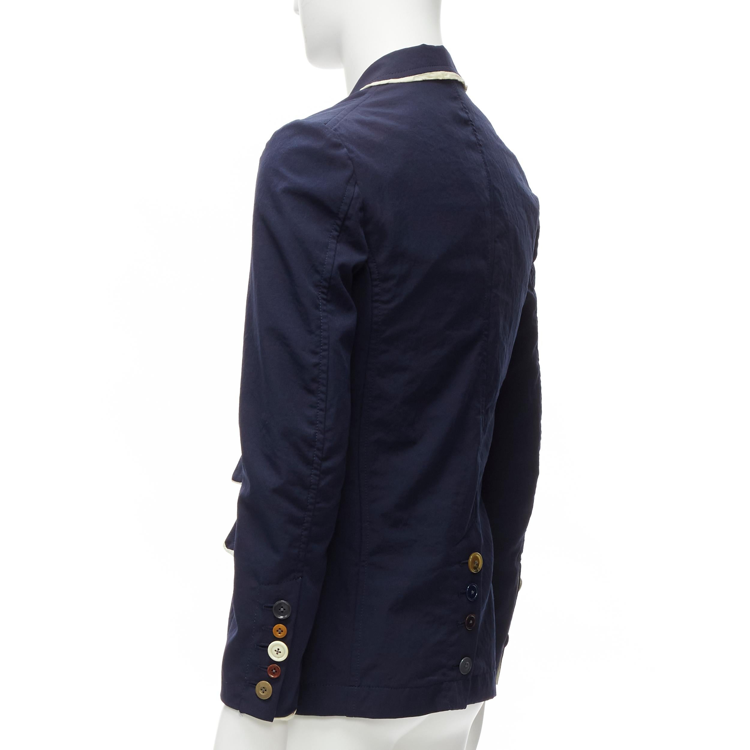 UNDERCOVER - Magnifique blazer en satin bleu marine orné de plusieurs boutons JP2 M, 2014 en vente 2