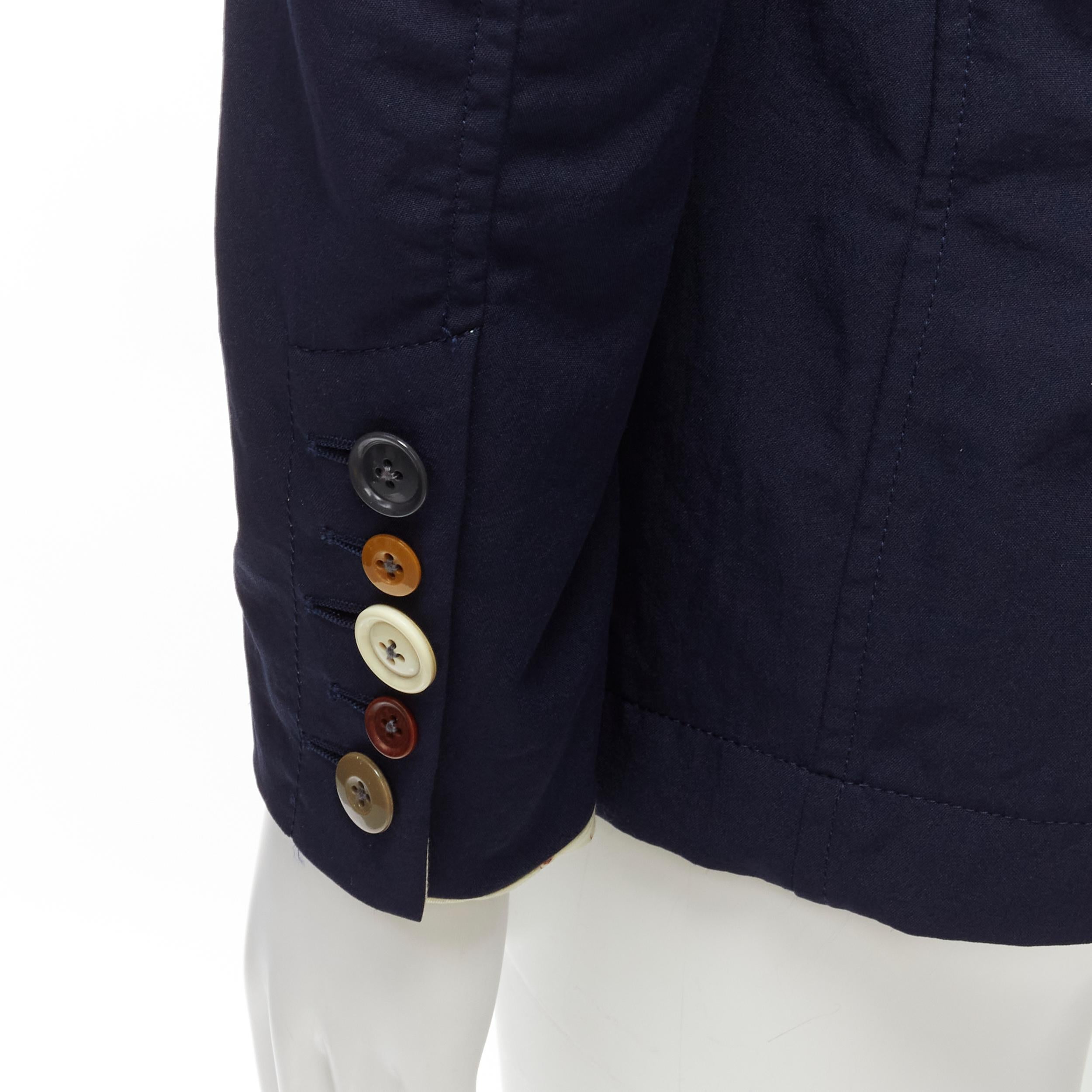 UNDERCOVER - Magnifique blazer en satin bleu marine orné de plusieurs boutons JP2 M, 2014 en vente 4