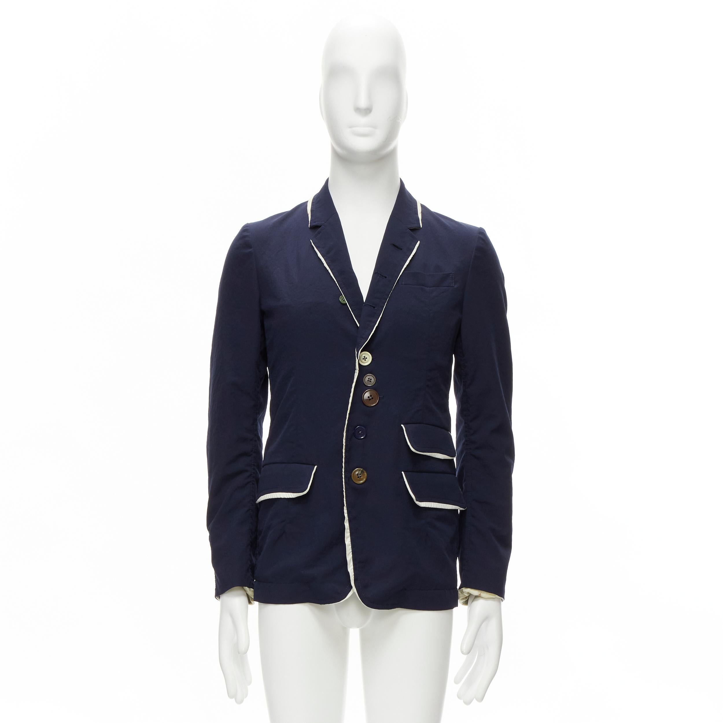 UNDERCOVER 2014 But Beautiful navy satin trim button embellished blazer JP2 M 7