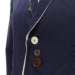 UNDERCOVER 2014 But Beautiful navy satin trim button embellished blazer JP2 M