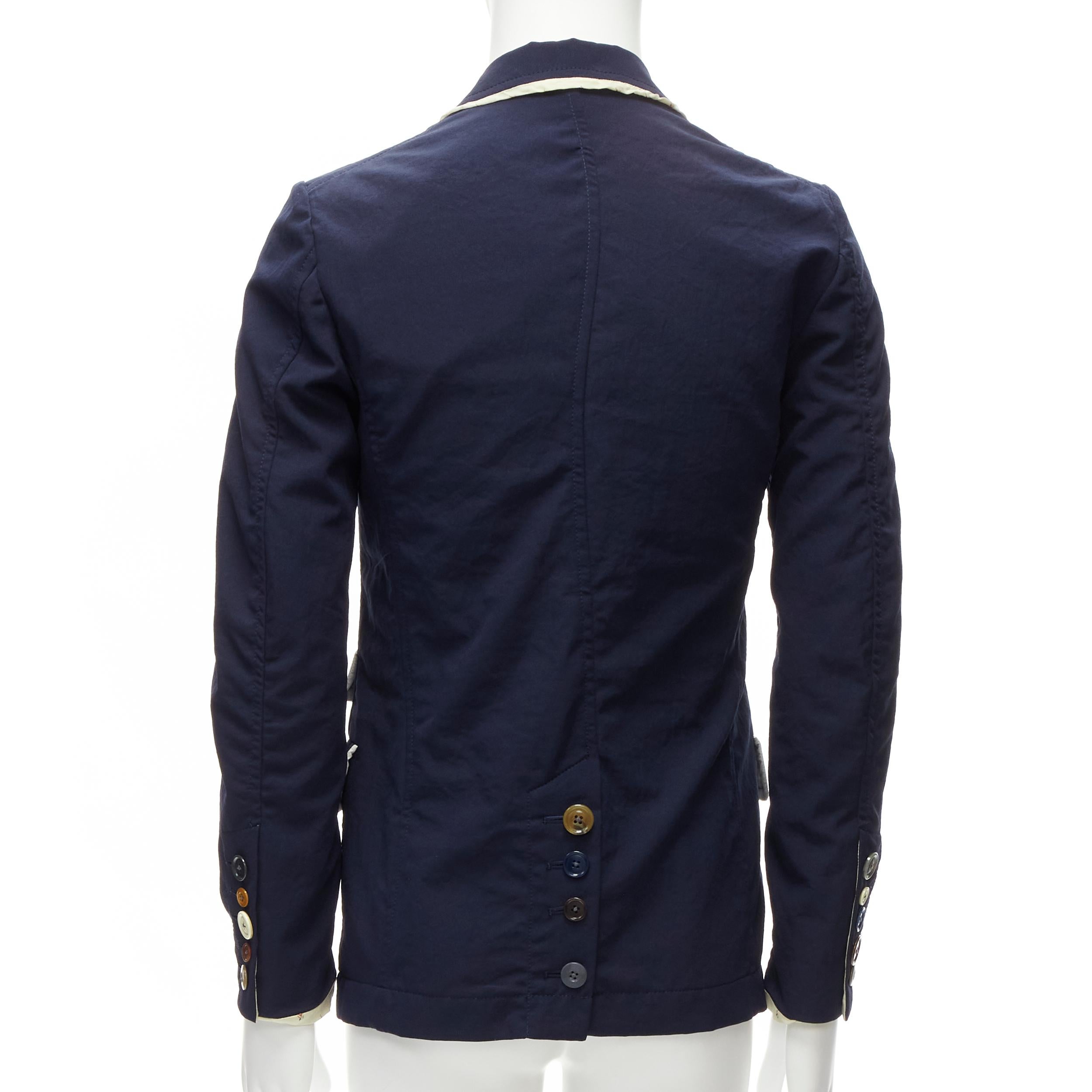 UNDERCOVER 2014 But Beautiful navy satin trim button embellished blazer JP2 M 1
