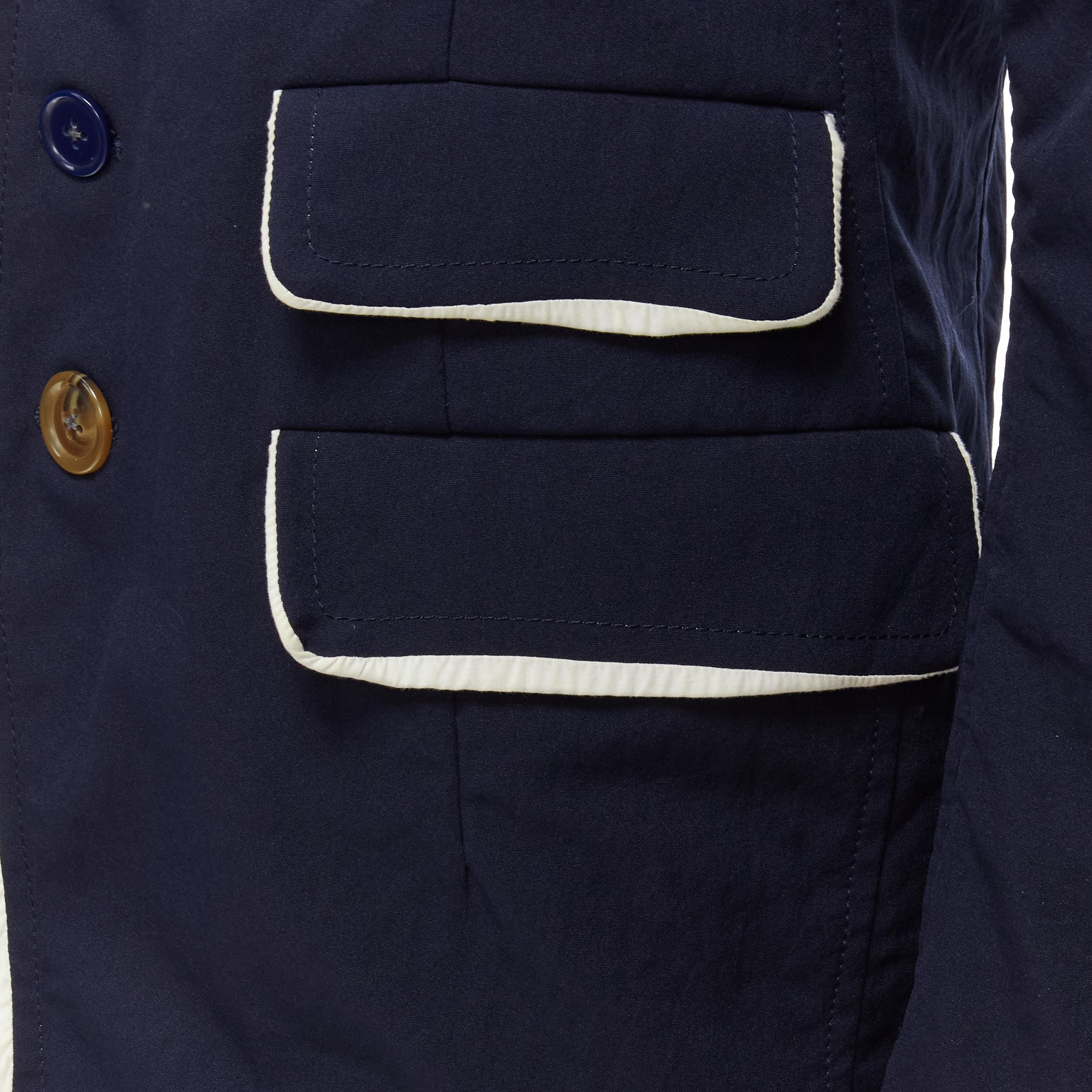 UNDERCOVER 2014 But Beautiful navy satin trim button embellished blazer JP2 M 3