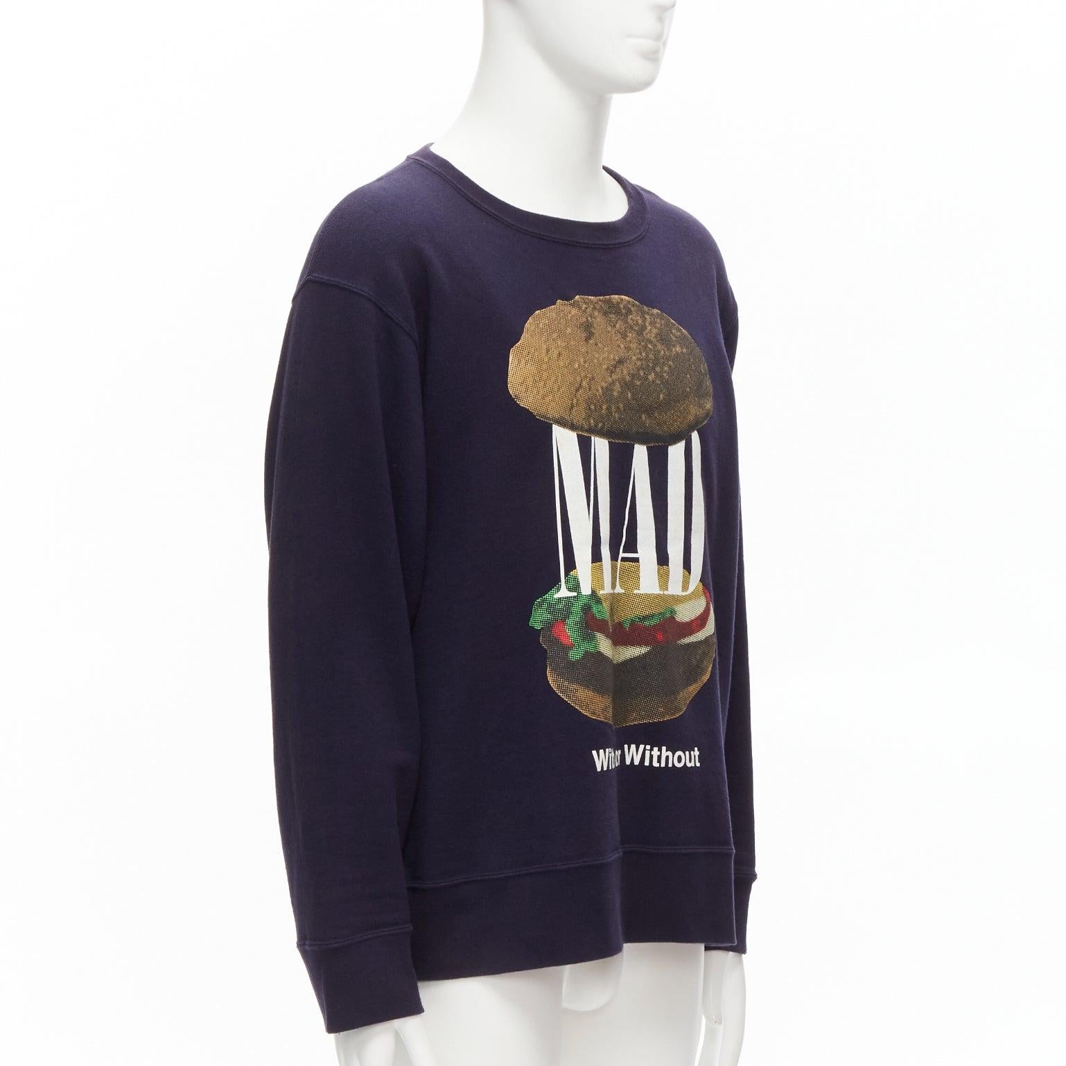 Black UNDERCOVER 2023 mad burger with without print navy cotton sweater JP3 L For Sale