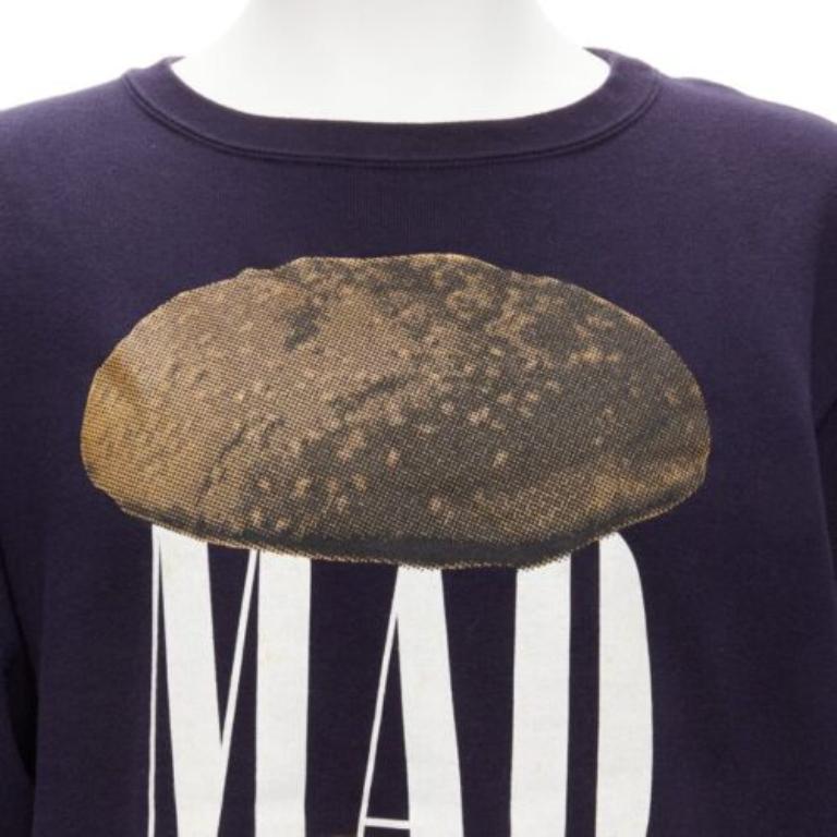 UNDERCOVER 2023 mad Burger avec sans imprimé en coton bleu marine JP3 L en vente 2
