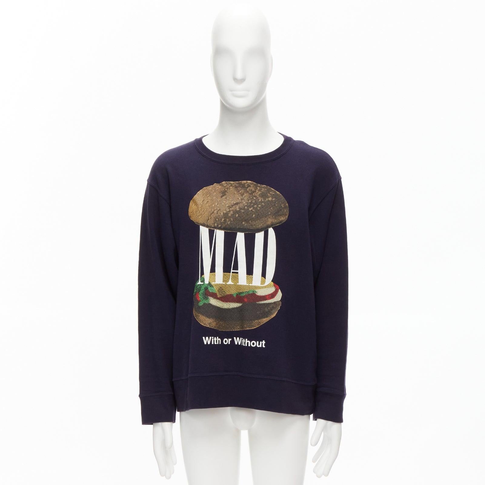 UNDERCOVER 2023 mad burger with without print navy cotton sweater JP3 L For Sale 4