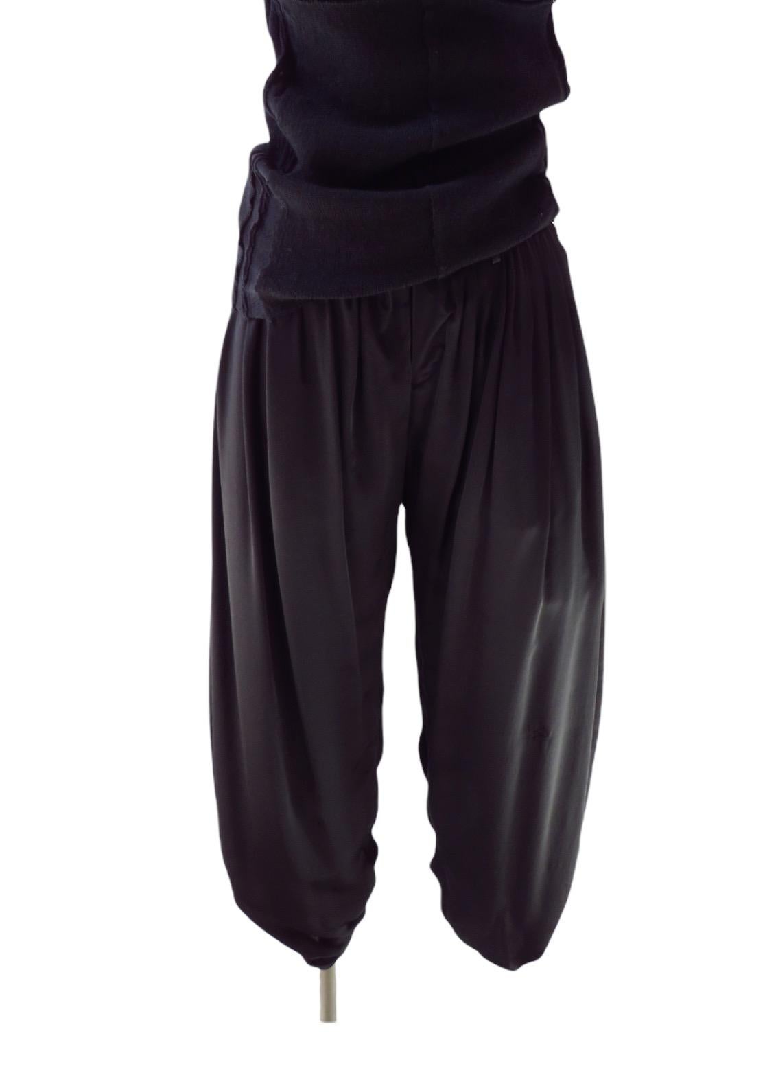 Undercover Black Pleated Silk Harem Pants For Sale 7