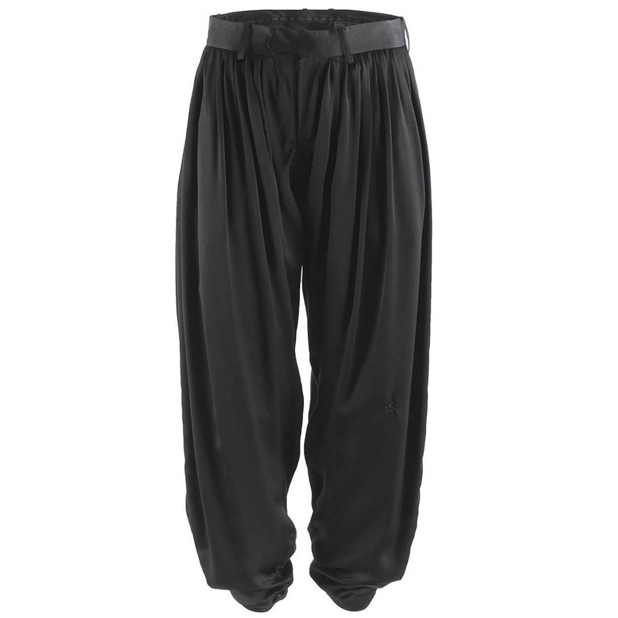 Undercover Black Pleated Silk Harem Pants For Sale