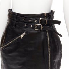 UNDERCOVER schwarzes Schafsleder silberner Reißverschluss Motorrad Bikerrock JP2 M