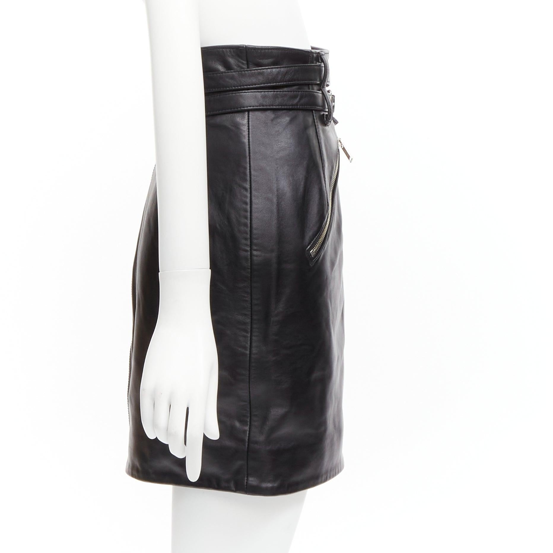 UNDERCOVER black sheep leather silver zip motorcycle biker skirt JP2 M In New Condition For Sale In Hong Kong, NT