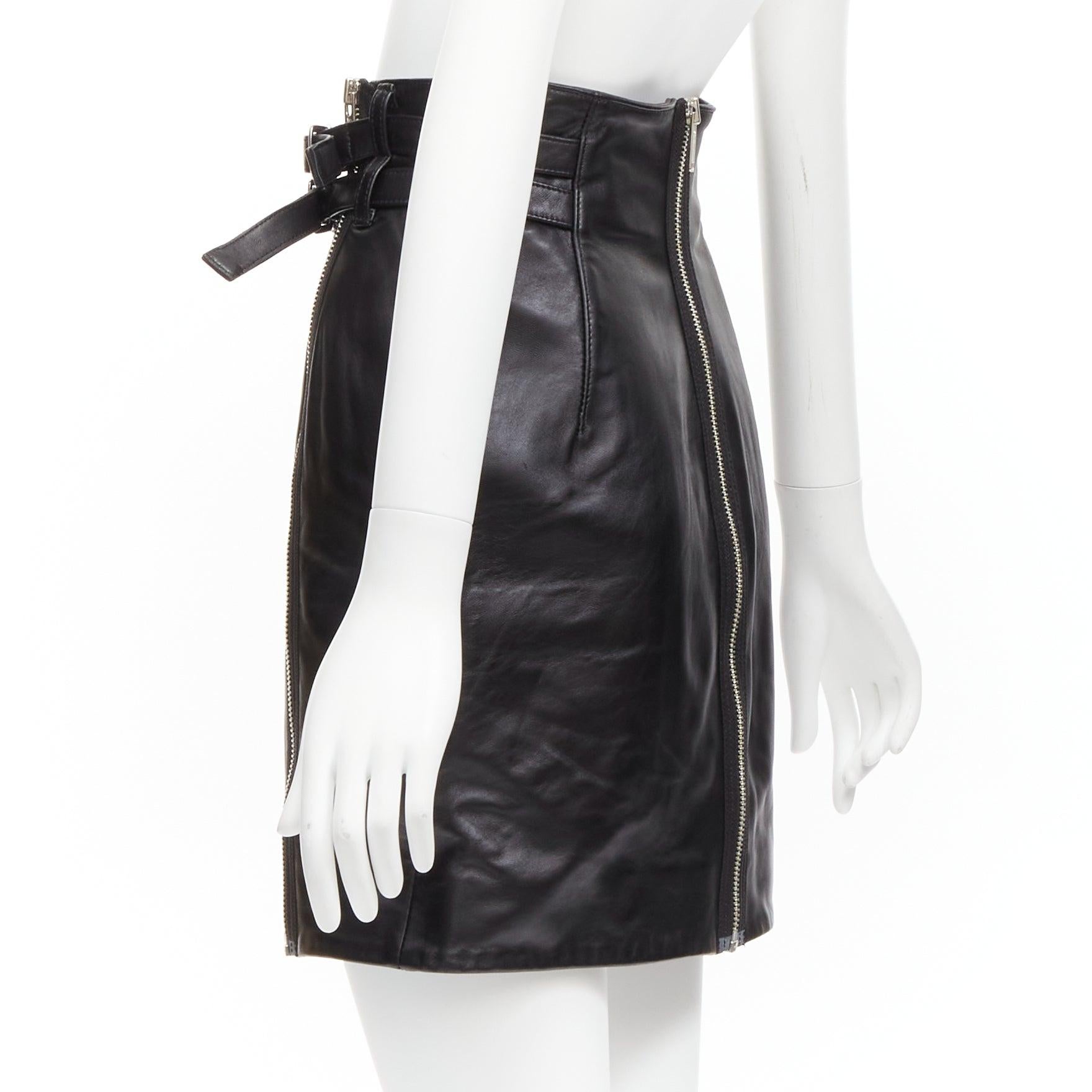 UNDERCOVER black sheep leather silver zip motorcycle biker skirt JP2 M For Sale 1