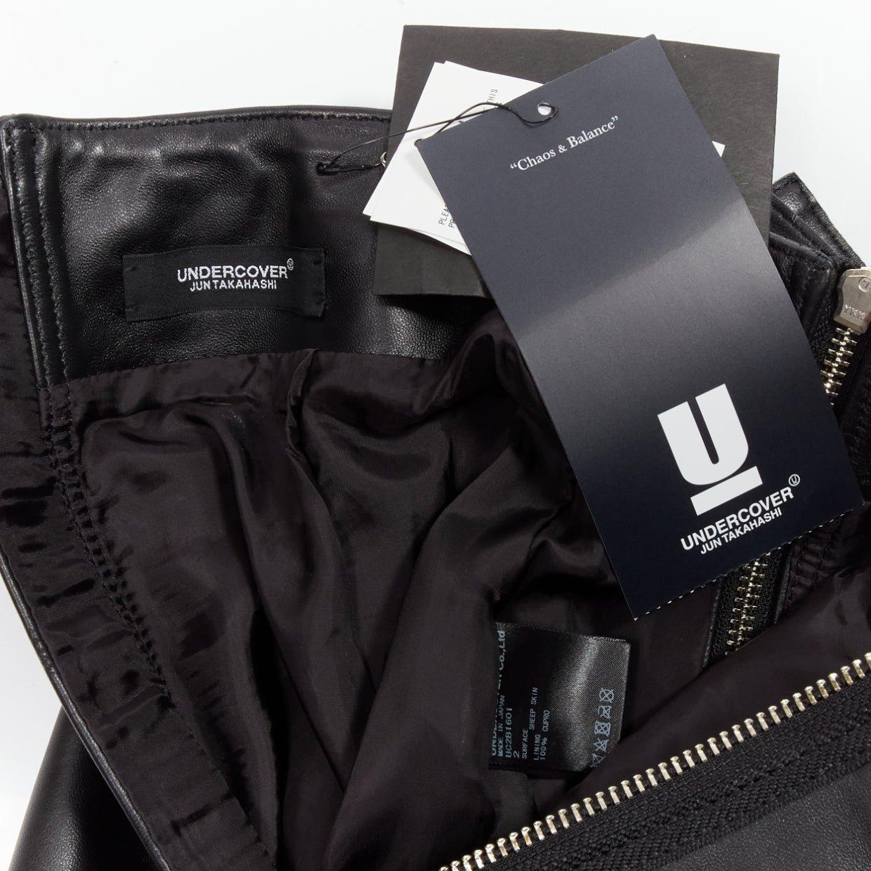 UNDERCOVER black sheep leather silver zip motorcycle biker skirt JP2 M For Sale 3