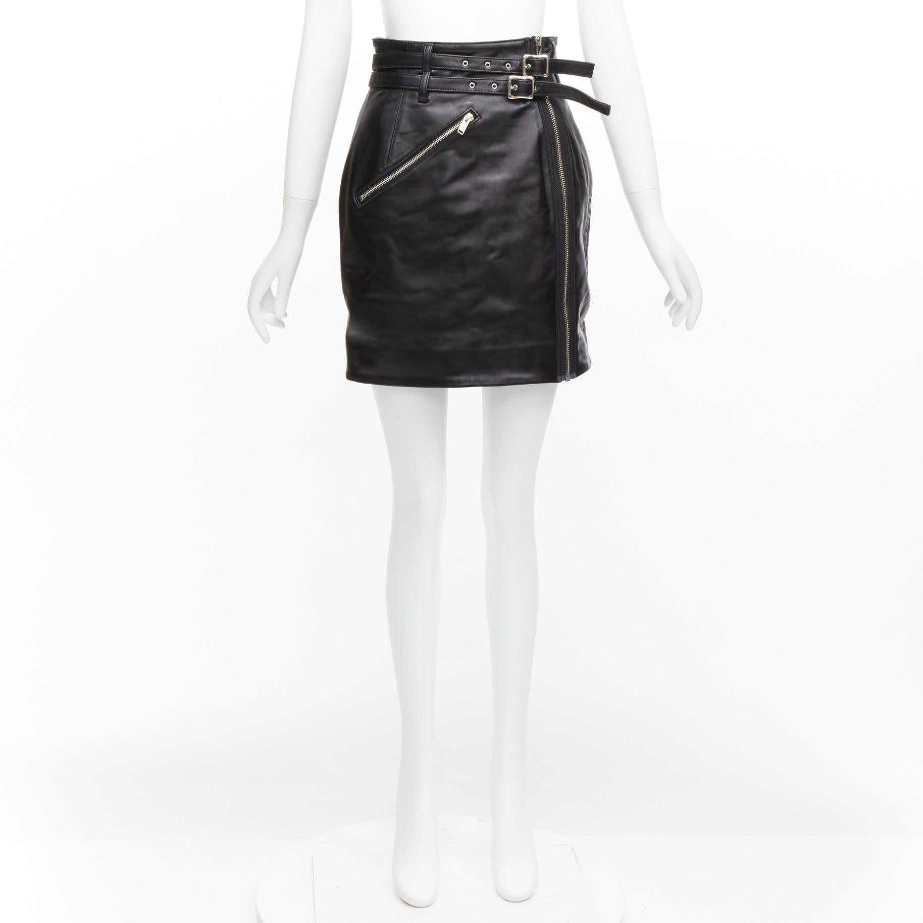 UNDERCOVER black sheep leather silver zip motorcycle biker skirt JP2 M For Sale 4