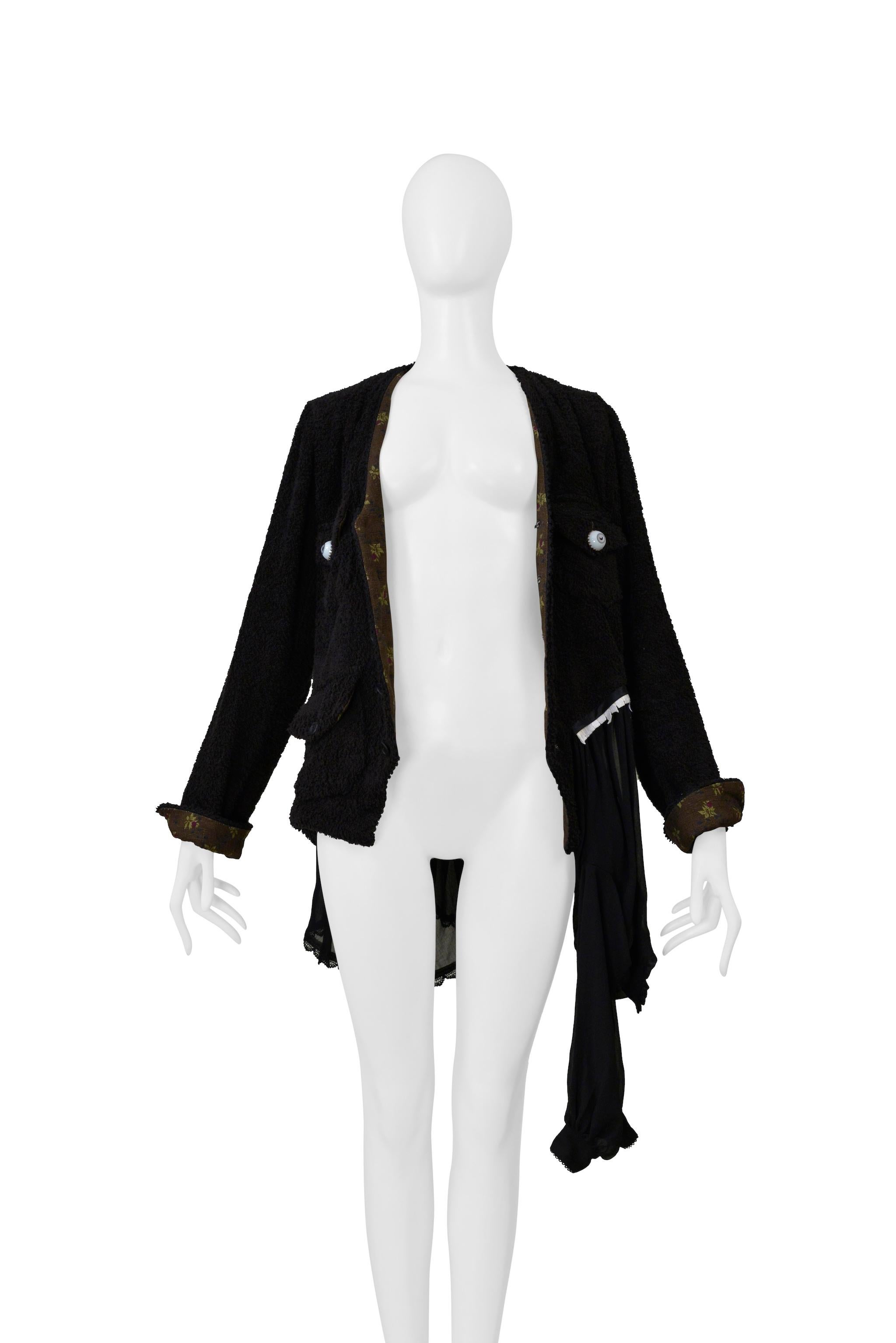 Nero Giacca Undercover in spugna nera con bottoni a forma di occhio 2005 in vendita