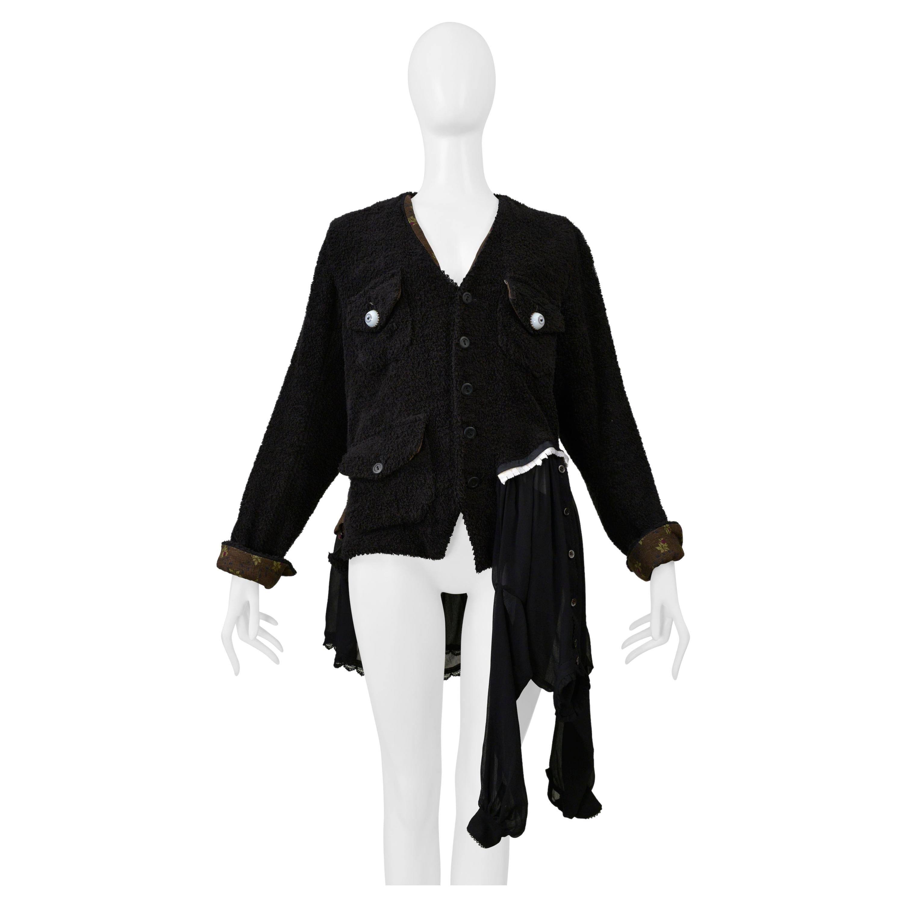 Undercover Black Terry Cloth Jacket With Eyeball Buttons 2005
