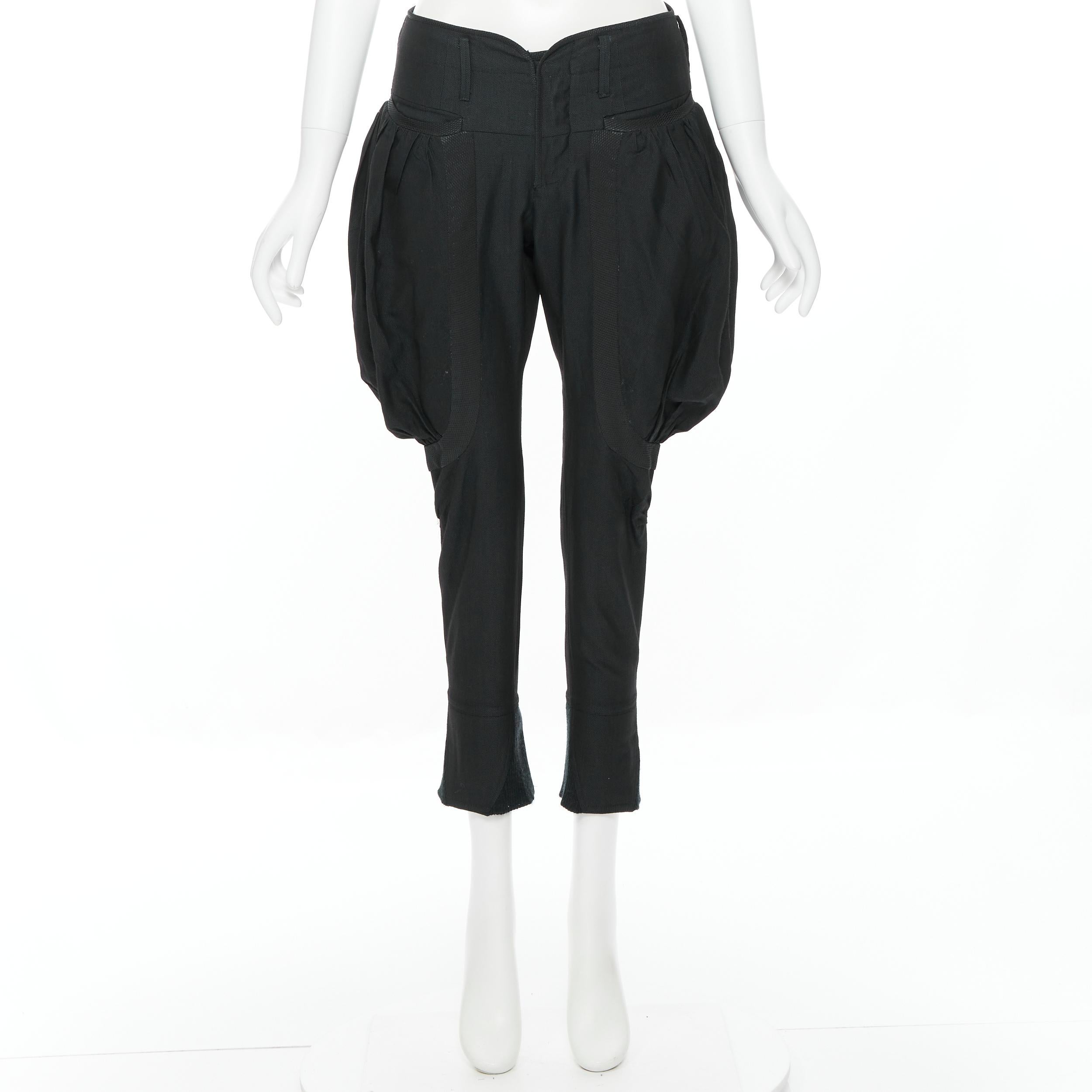 UNDERCOVER black wool silk pleated exaggerated pockets jodphur riding pants M 3