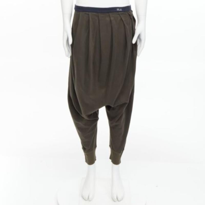 UNDERCOVER charcoal brown cotton leather suspenders drop crotch pants JP1 S For Sale 5