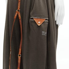 UNDERCOVER Holzkohle braun Baumwolle Leder Hosenträger Drop Crotch Hose JP1 S