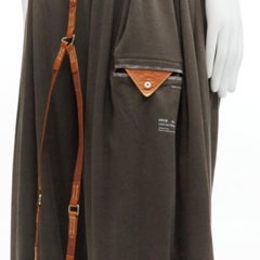 UNDERCOVER charcoal brown cotton leather suspenders drop crotch pants JP1 S