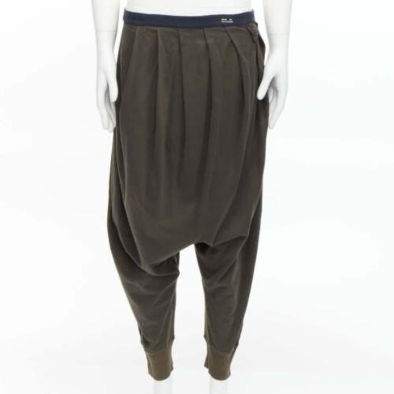 Gray UNDERCOVER charcoal brown cotton leather suspenders drop crotch pants JP1 S For Sale