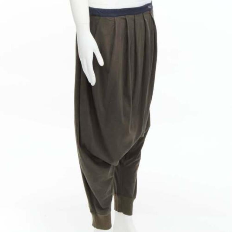 UNDERCOVER charcoal brown cotton leather suspenders drop crotch pants JP1 S In Good Condition For Sale In Hong Kong, NT