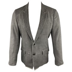 UNDERCOVER Chest Size S Solid Dark Gray Wool Notch Lapel Sport Coat