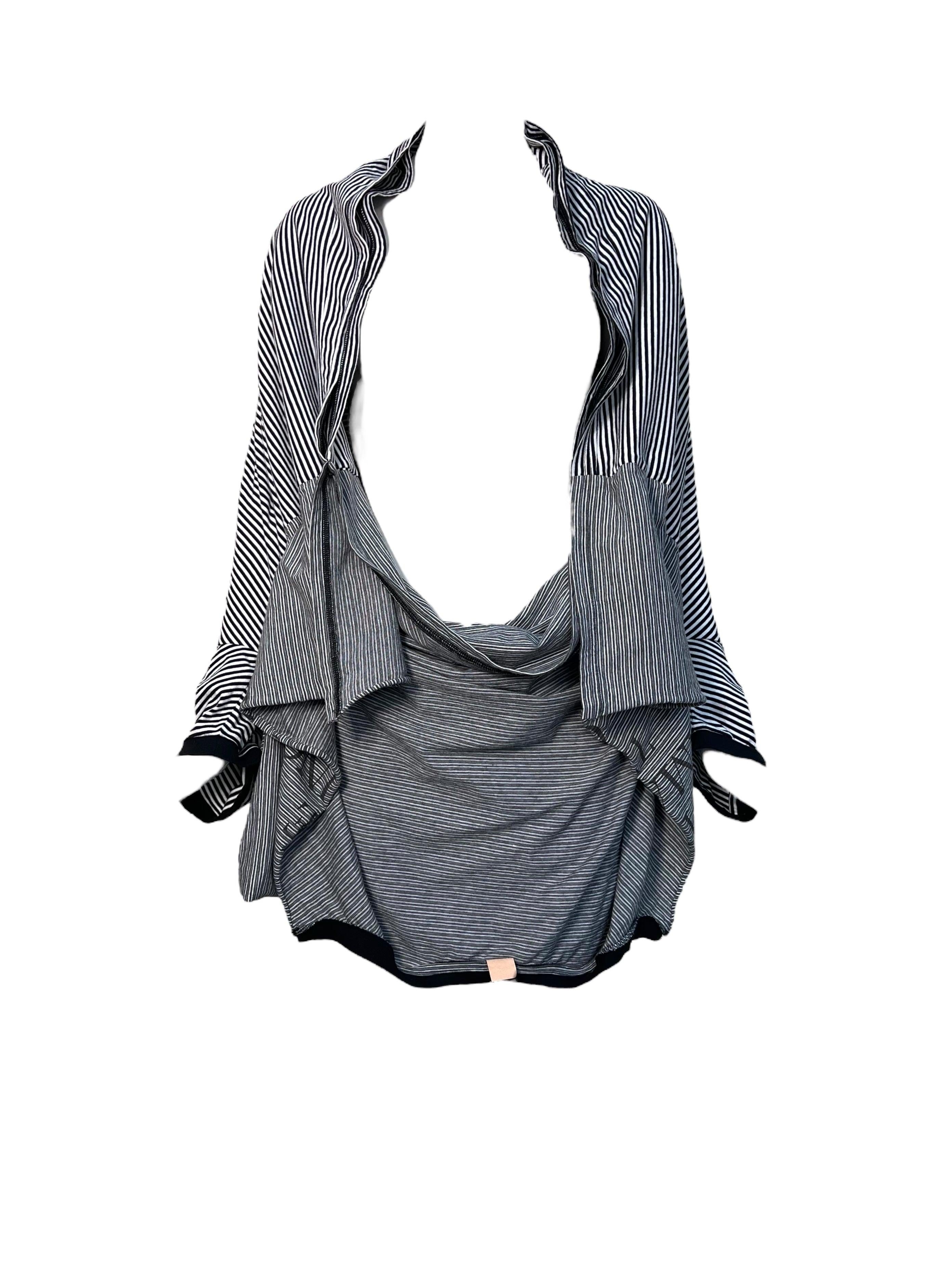 Undercover Co. Spring Runway Deconstructed Striped Black Tee Shirt, 2006 For Sale
