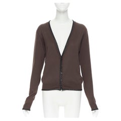 UNDERCOVER dark brown cotton black lurex trimmed cardigan sweater JP2 M