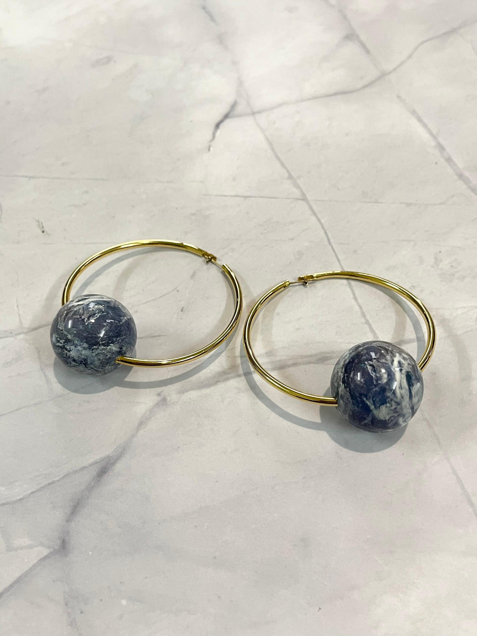 Undercover Earth Hoop Earrings In Excellent Condition For Sale In Seattle, WA