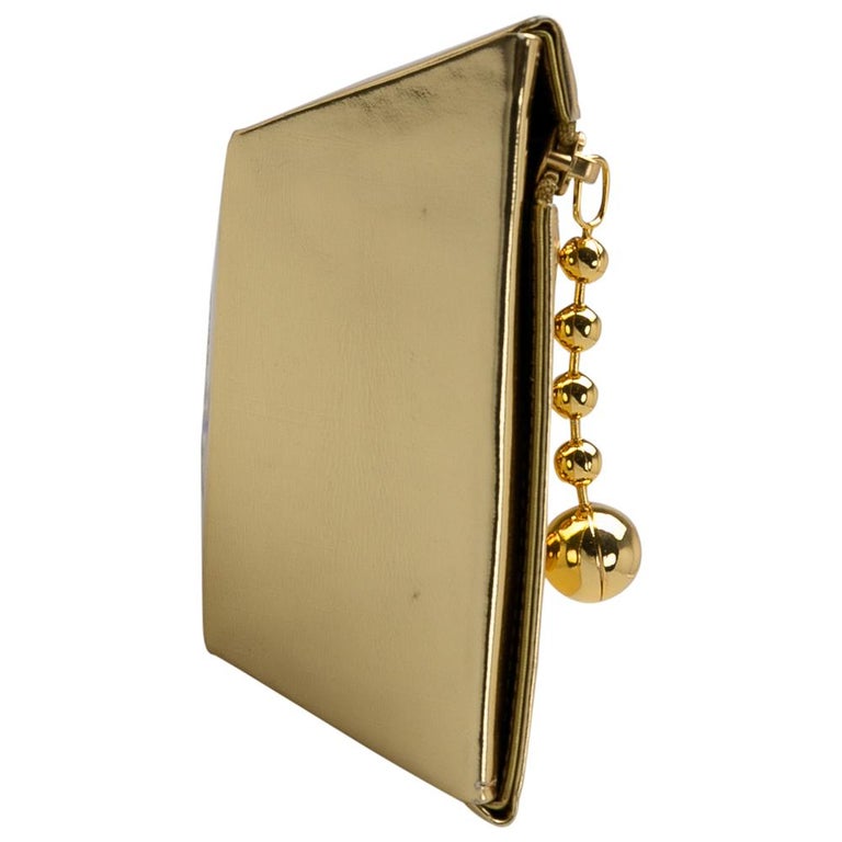 Women's Undercover Gold Leather Gold Bar Clutch For Sale