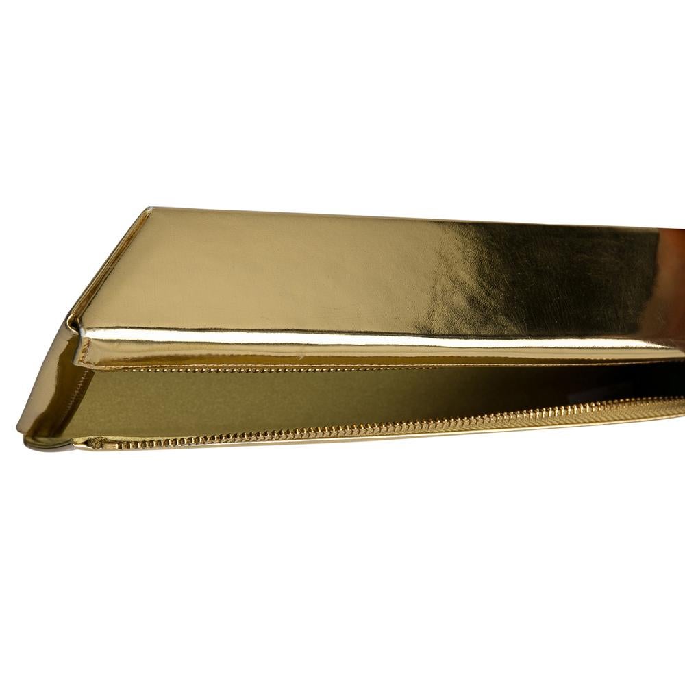 Brown Undercover Gold Leather Gold Bar Clutch
