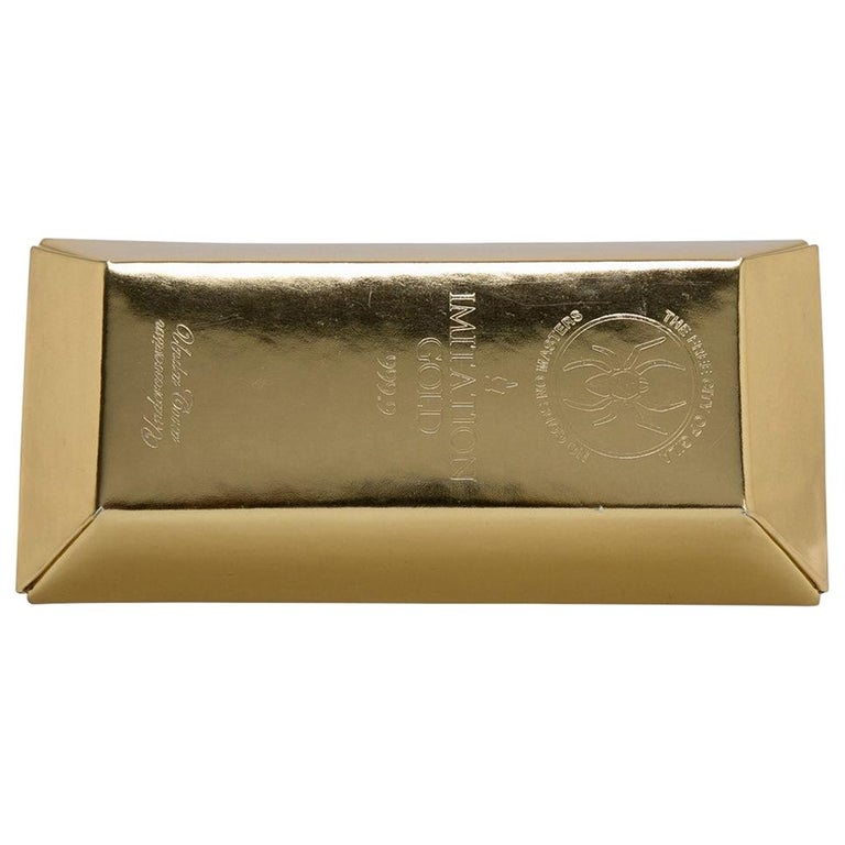Undercover Gold Leather Gold Bar Clutch For Sale