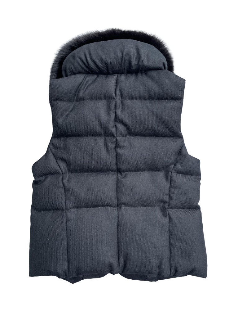 Undercover Goose Down Shearling Vest w/ Hood For Sale at 1stDibs