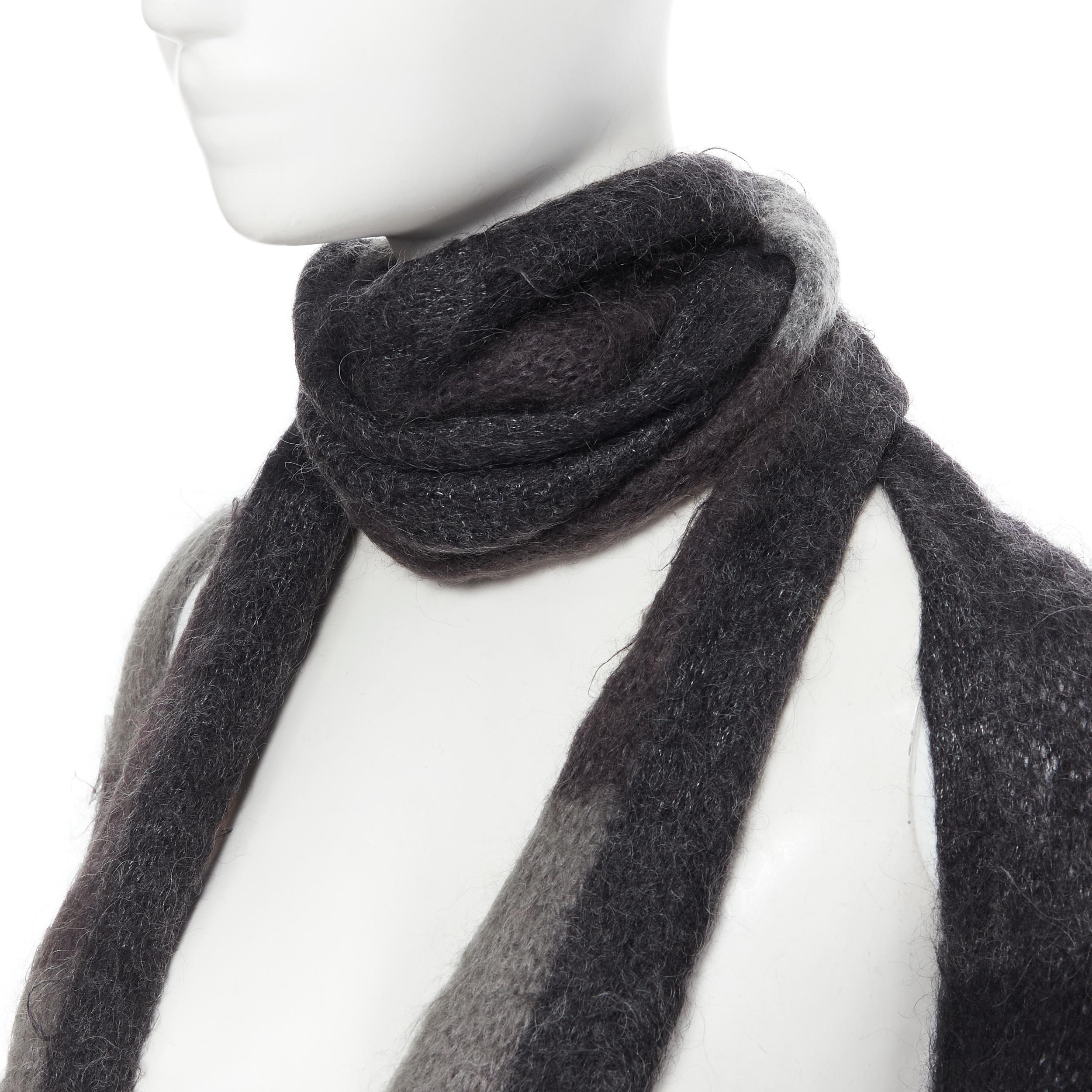 UNDERCOVER grey black check wool knit fingerless glove extra long scarf In Excellent Condition In Hong Kong, NT