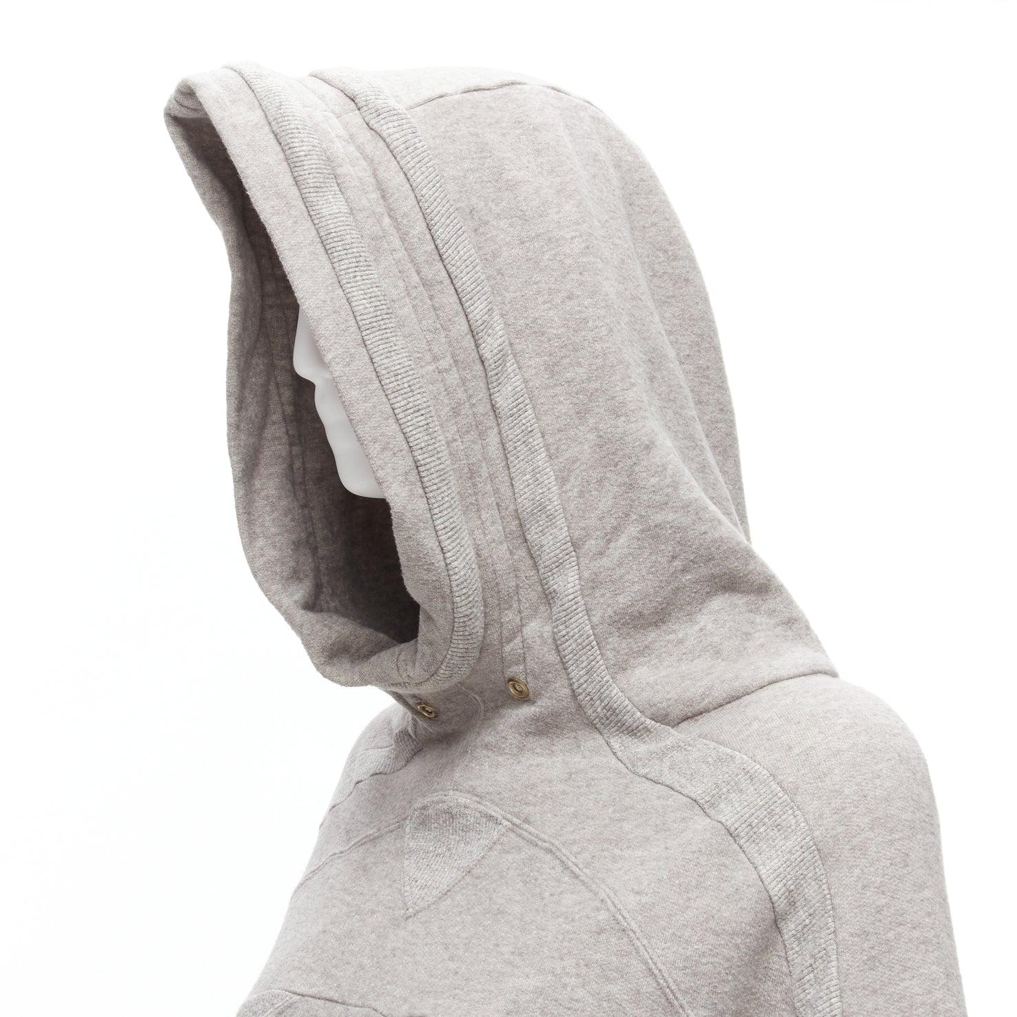 UNDERCOVER grey cotton wool panelled dolman petal sleeves oversized hooded sweat In Fair Condition For Sale In Hong Kong, NT