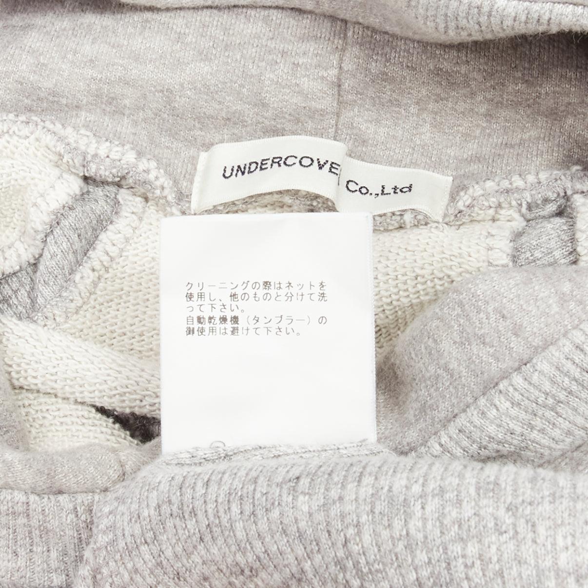 UNDERCOVER Pull à capuche surdimensionné gris à manches pétales de dolman en laine de coton en vente 5
