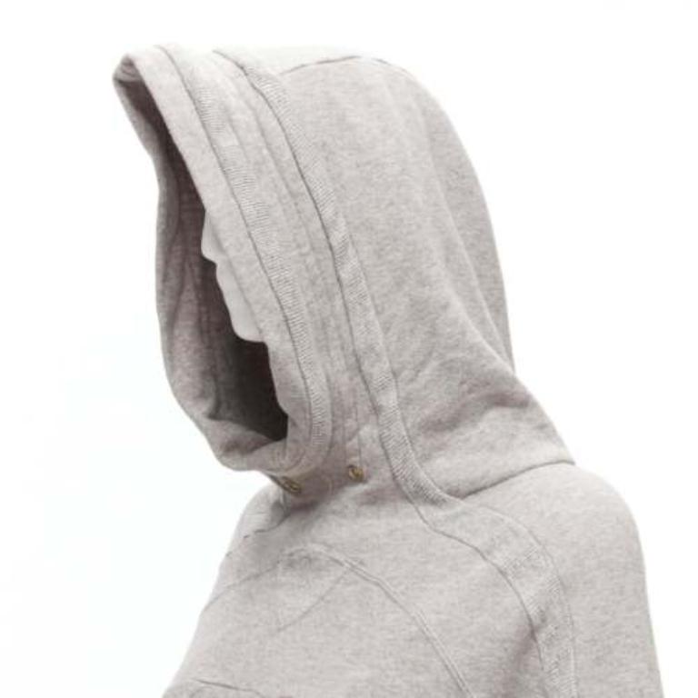 Gray UNDERCOVER grey cotton wool panelled sleeves oversized hooded sweatshirt JP1 S For Sale