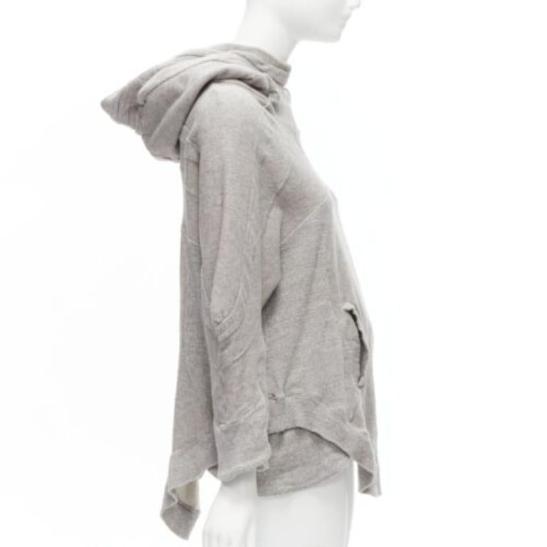 UNDERCOVER grey cotton wool panelled sleeves oversized hooded sweatshirt JP1 S In Fair Condition For Sale In Hong Kong, NT