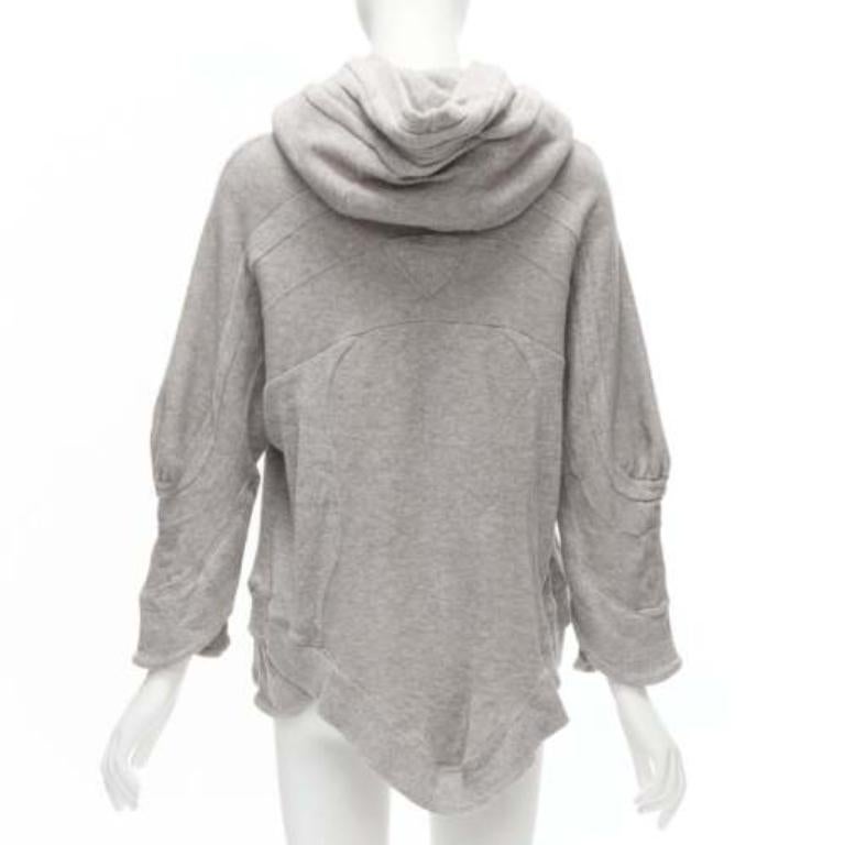 Women's UNDERCOVER grey cotton wool panelled sleeves oversized hooded sweatshirt JP1 S For Sale
