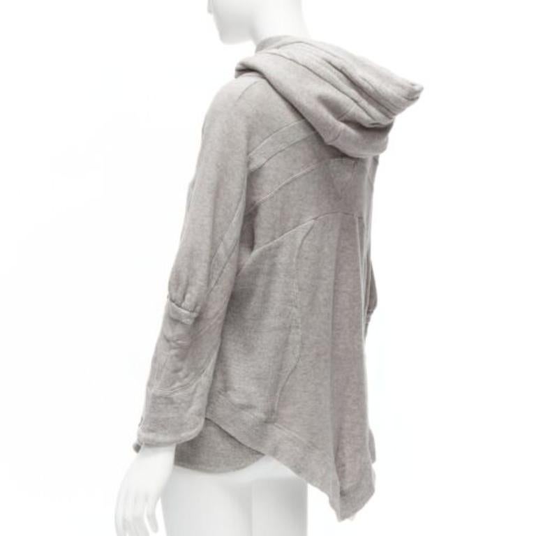 UNDERCOVER grey cotton wool panelled sleeves oversized hooded sweatshirt JP1 S For Sale 1