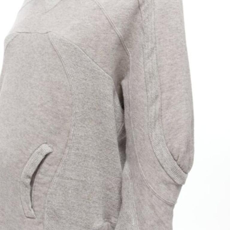 UNDERCOVER grey cotton wool panelled sleeves oversized hooded sweatshirt JP1 S For Sale 2
