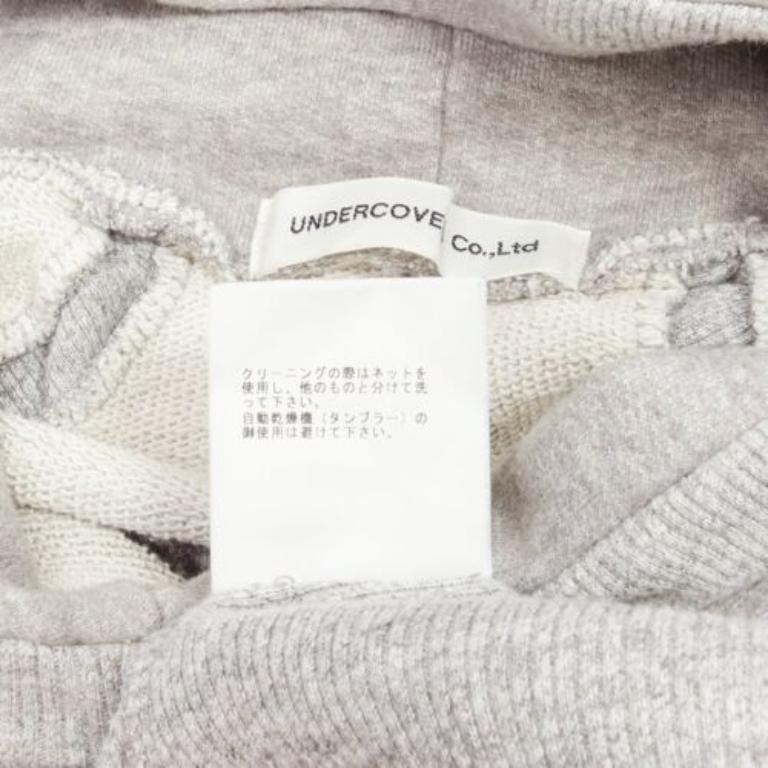 UNDERCOVER grey cotton wool panelled sleeves oversized hooded sweatshirt JP1 S For Sale 4