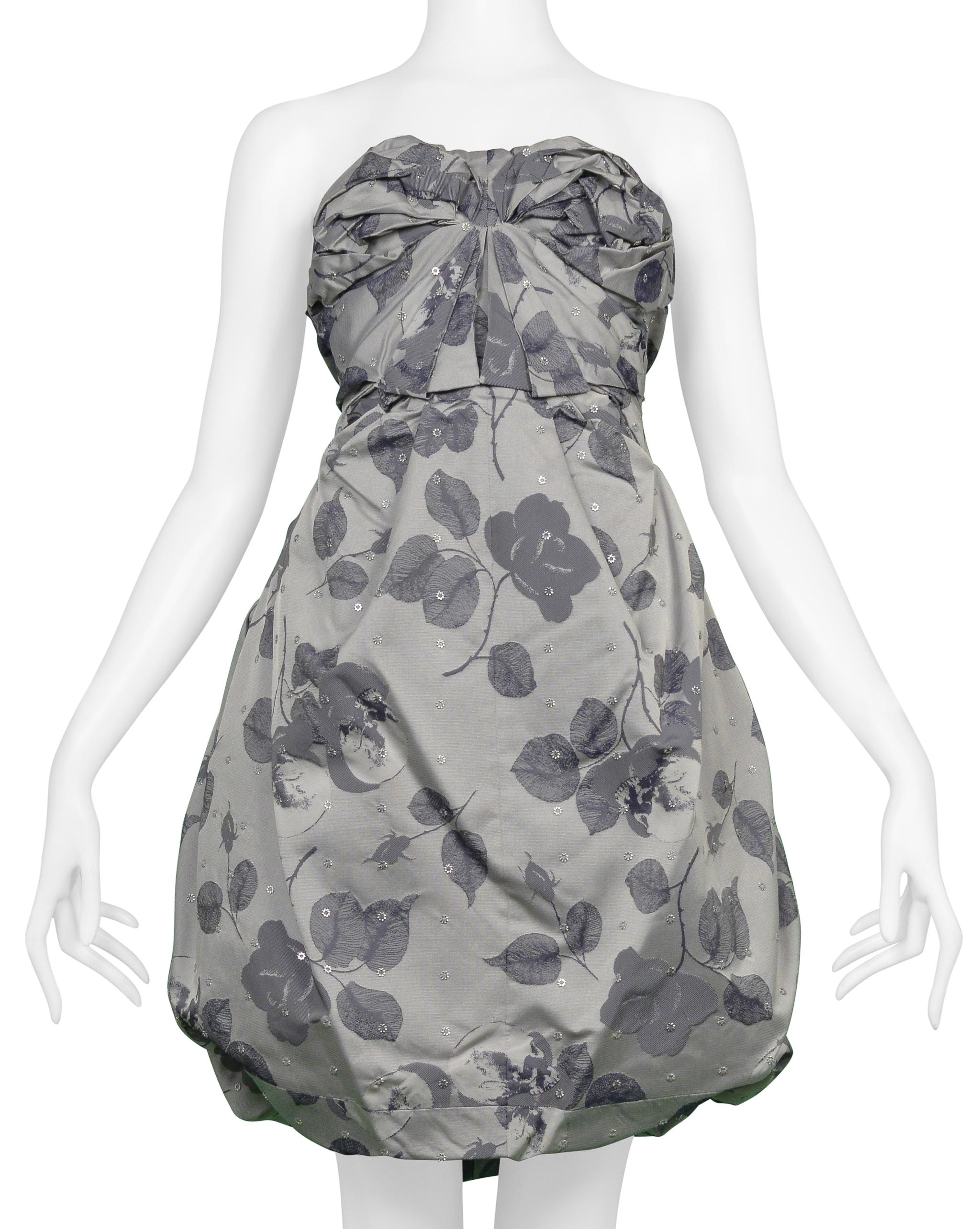 Gris Undercover - Robe froncée grise à imprimé floral SS 2008 en vente