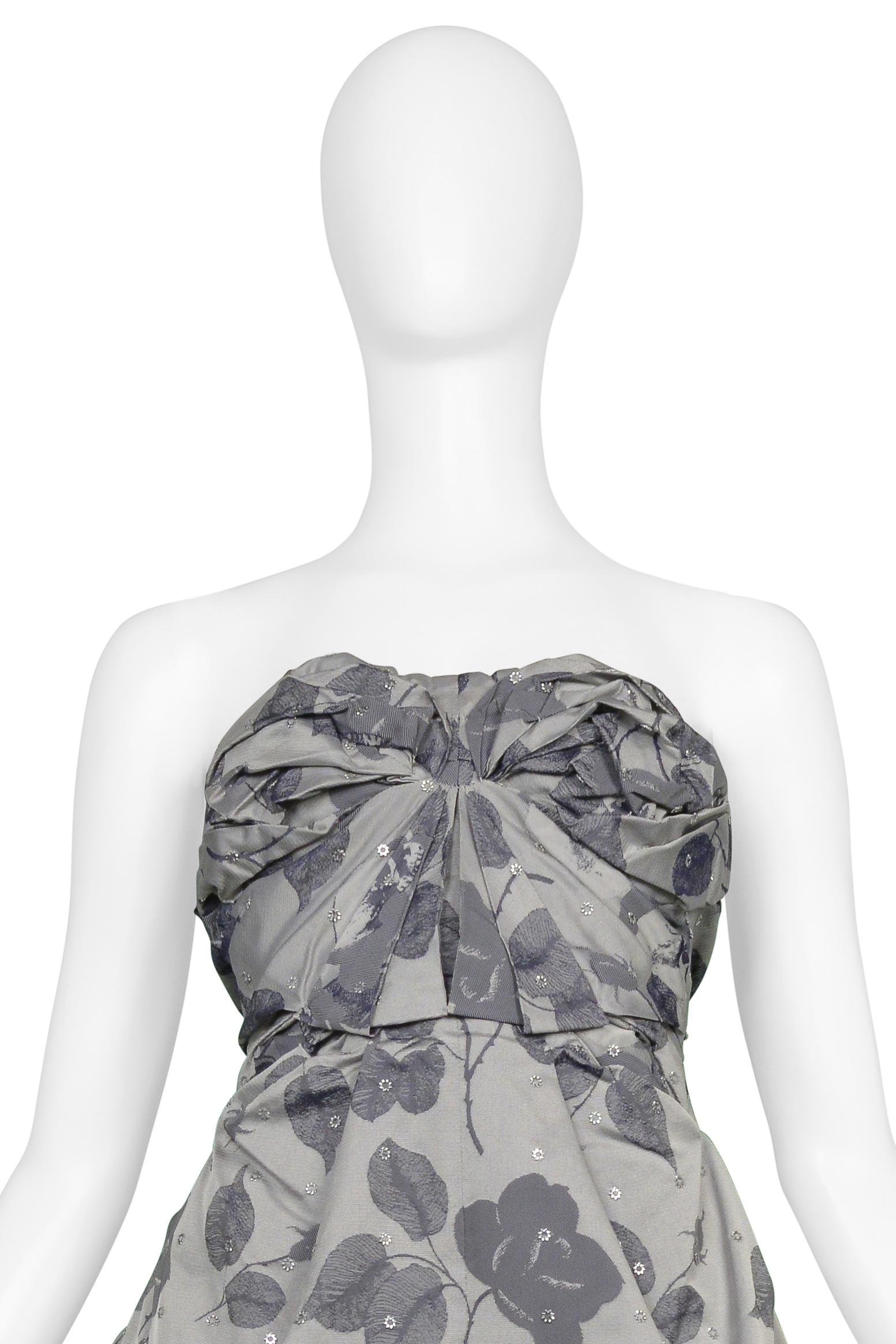 Undercover - Robe froncée grise à imprimé floral SS 2008 Excellent état - En vente à Los Angeles, CA