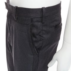 UNDERCOVER John Graue Patchwork-Hose aus 100 % Wolle mit schwarzem Rindslederbesatz JP4 XL