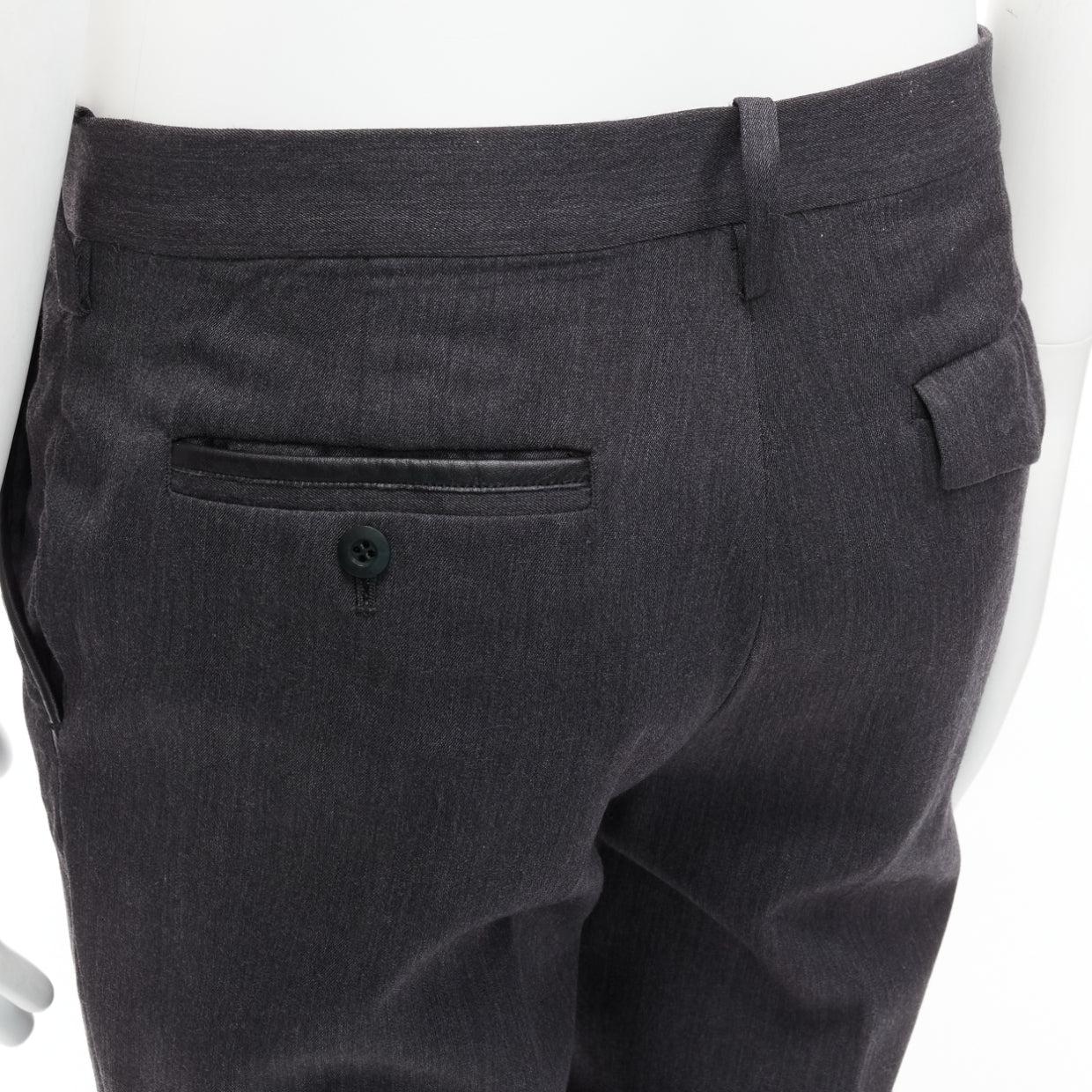 UNDERCOVER John grey 100% wool black cowhide trim patchwork trousers JP4 XL For Sale 2