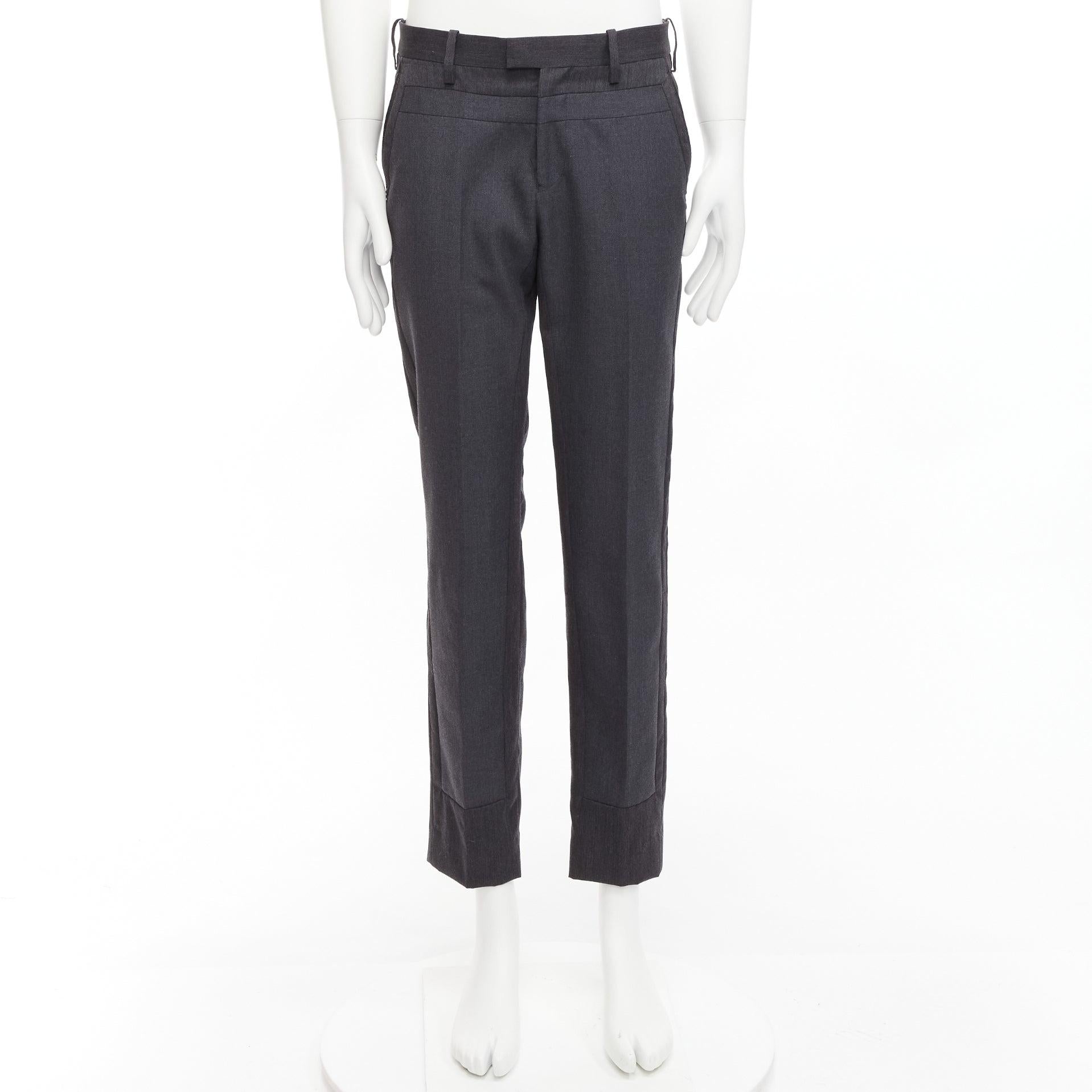 UNDERCOVER John grey 100% wool black cowhide trim patchwork trousers JP4 XL For Sale 4