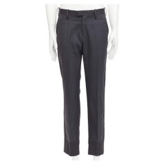 UNDERCOVER John Graue Patchwork-Hose aus 100 % Wolle mit schwarzem Rindslederbesatz JP4 XL