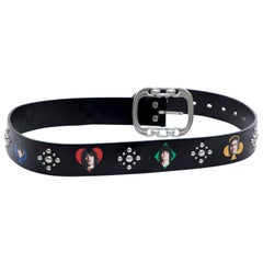 Undercover Jun Takahashi Black Printed Studded Leather Belt, Spring 2016