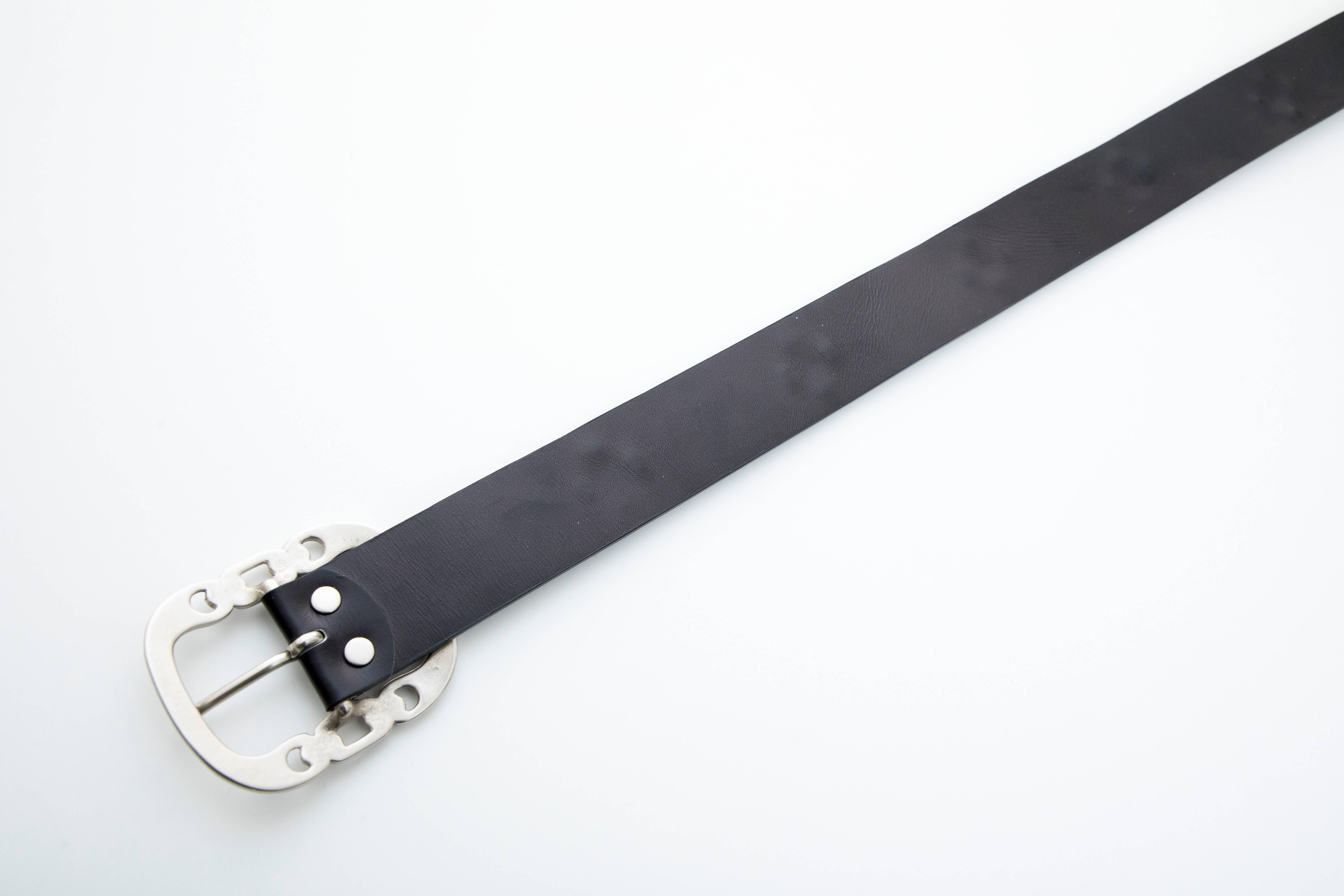 Undercover Jun Takahashi Black Printed Studded Leather Belt, Spring 2016 For Sale 1