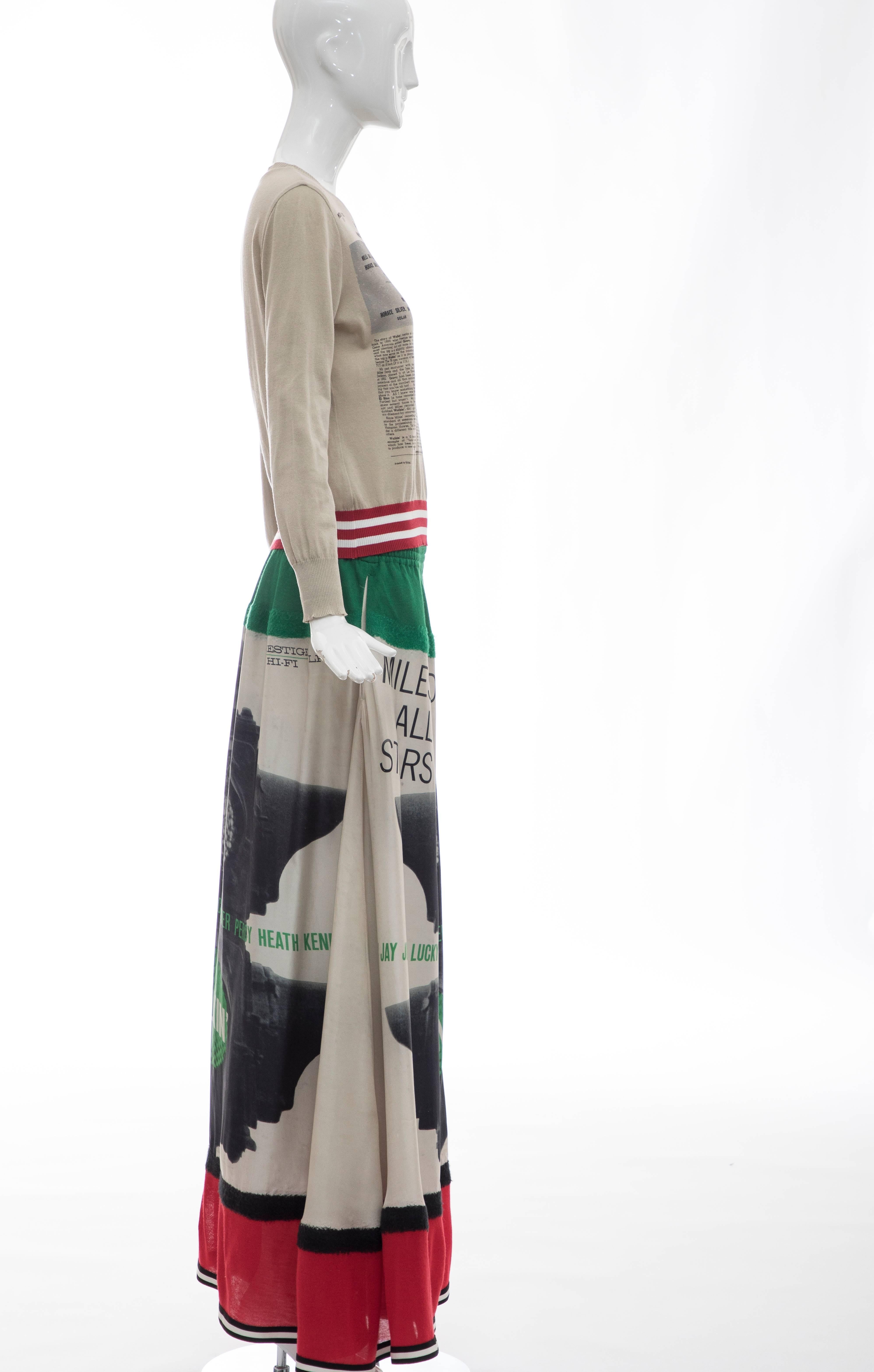 Gray Jun Takahashi Undercover Silk Cotton Miles Davis Print Skirt Suit, Spring 2017